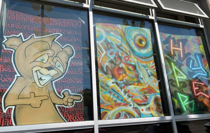 Art panels in downtown window